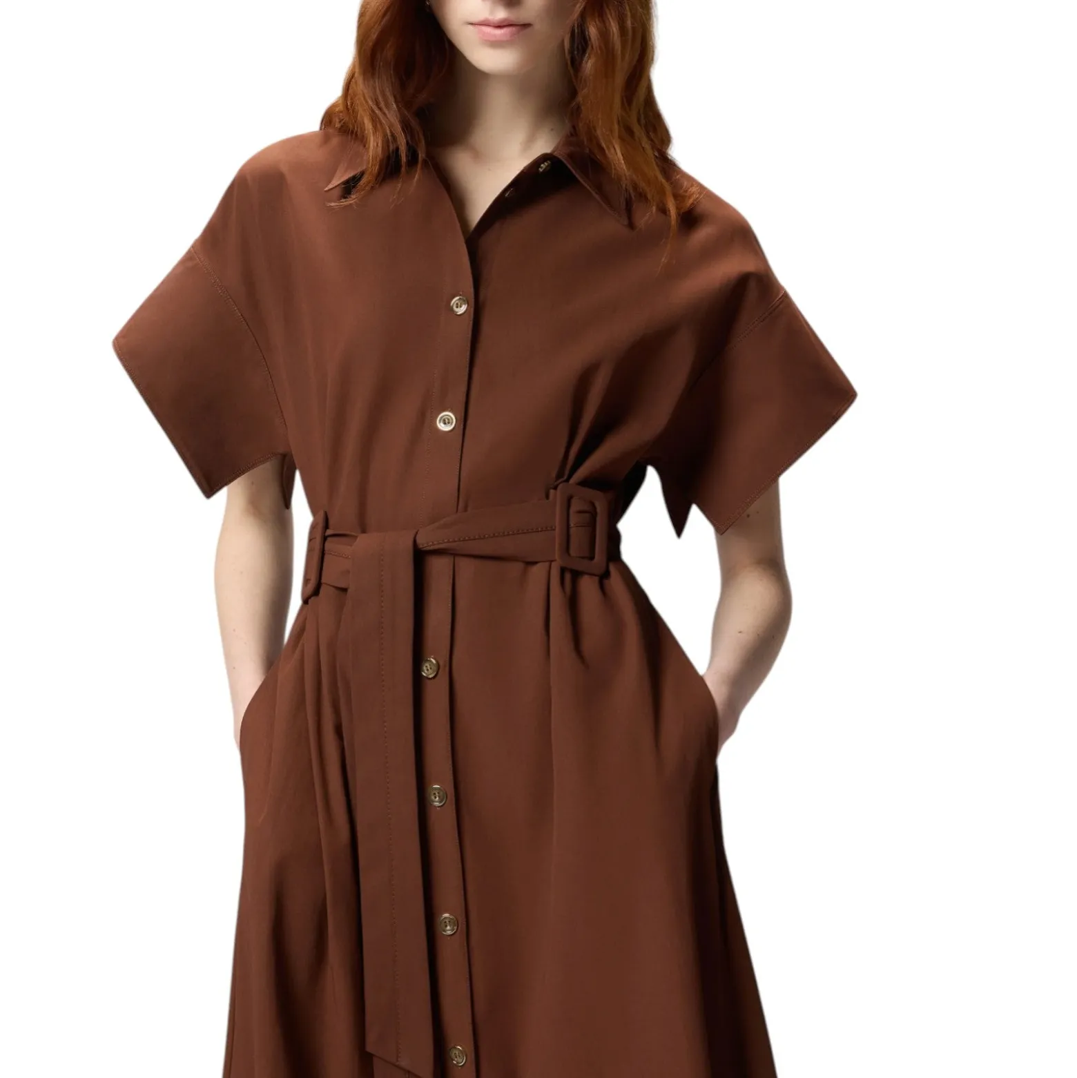 Abito donna chemisier midi con cintura