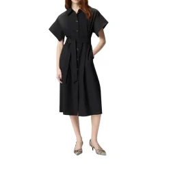 Abito donna chemisier midi con cintura