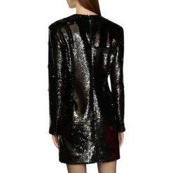 Abito donna corto con ricami di paillettes e pietre