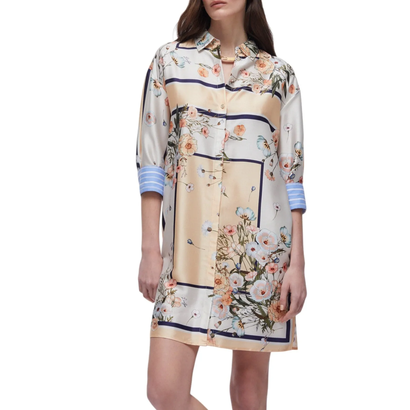 Abito donna corto in twill stampato