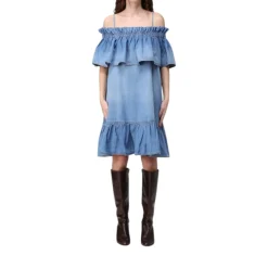 Abito donna in cotone con balza Pinko