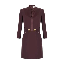 Abito donna in doppio crêpe stretch con elastici