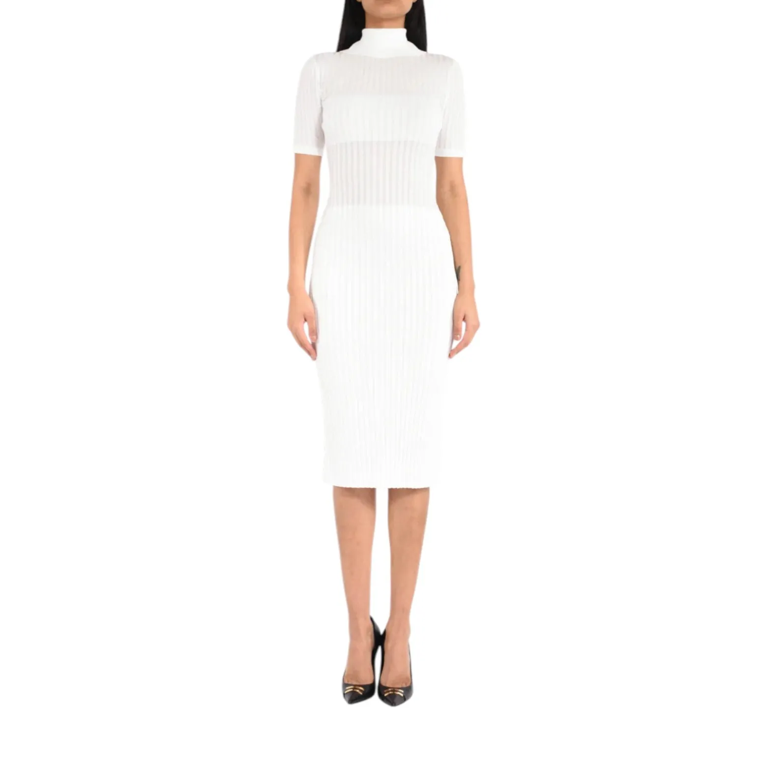 Abito donna in maglia con trasparenze