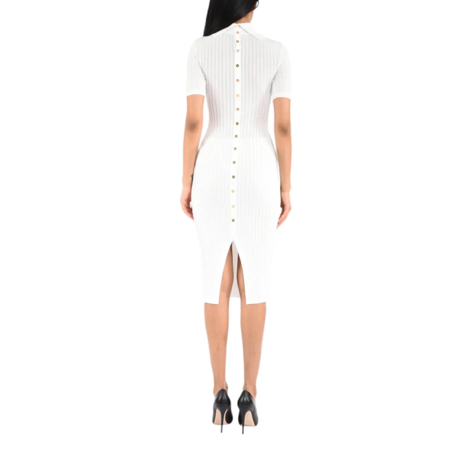 Abito donna in maglia con trasparenze