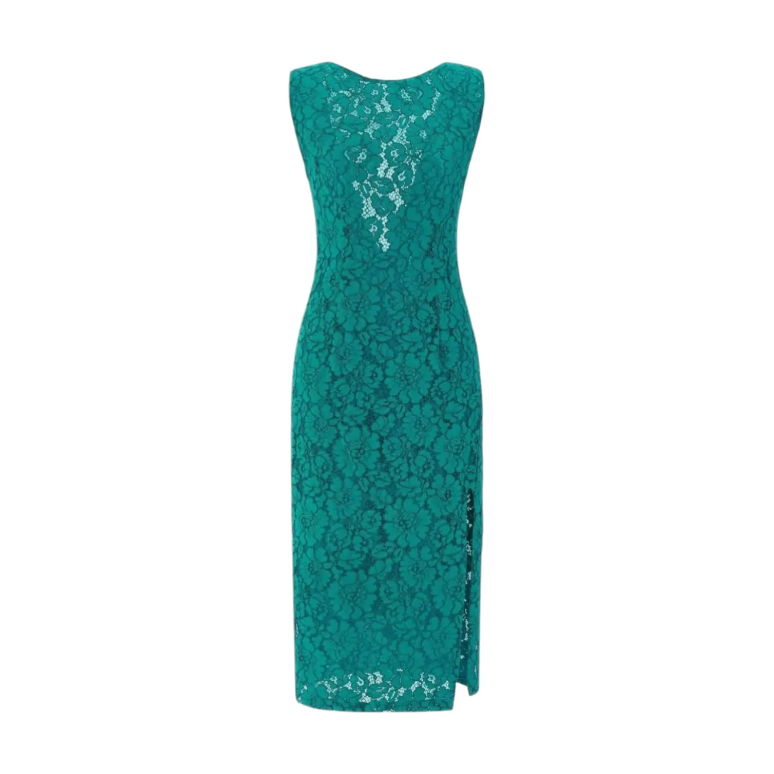 Abito donna in pizzo floreale con scollo sul retro