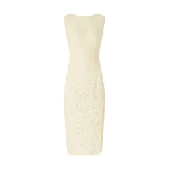 Abito donna in pizzo floreale con scollo sul retro