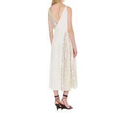Abito donna longuette in crêpe e paillettes