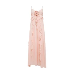 Abito donna lungo in georgette con ruches
