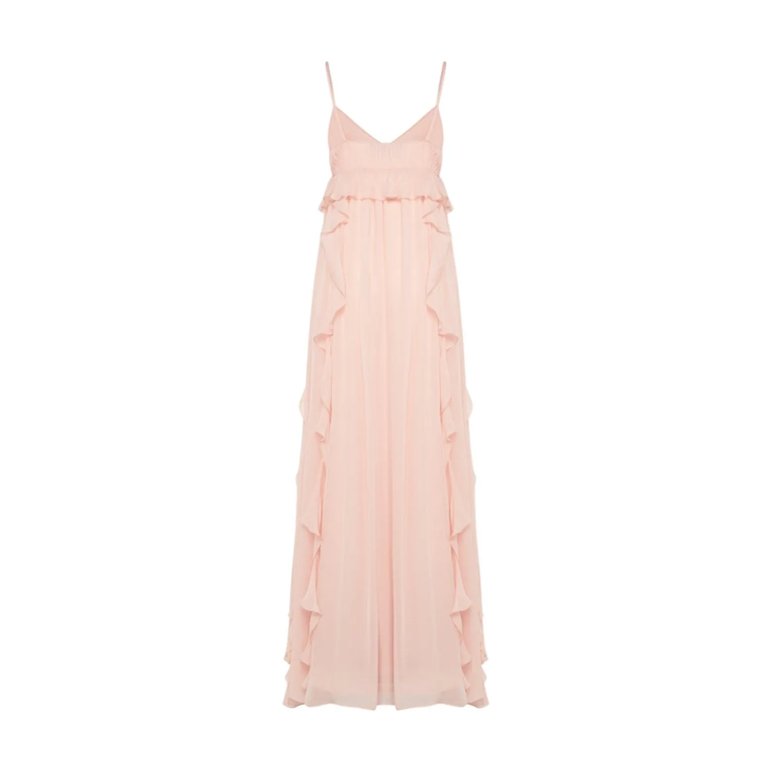Abito donna lungo in georgette con ruches