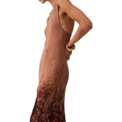 Abito donna lungo in maglia stampata