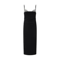 Abito donna midi aderente con ricamo gioiello