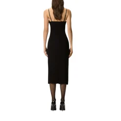 Abito donna midi aderente con ricamo gioiello