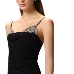 Abito donna midi aderente con ricamo gioiello