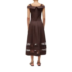 Abito donna midi in cotone e pizzo