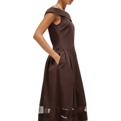Abito donna midi in cotone e pizzo