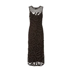 Abito donna midi senza maniche in crochet geometrico