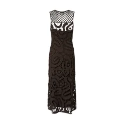 Abito donna midi senza maniche in crochet geometrico
