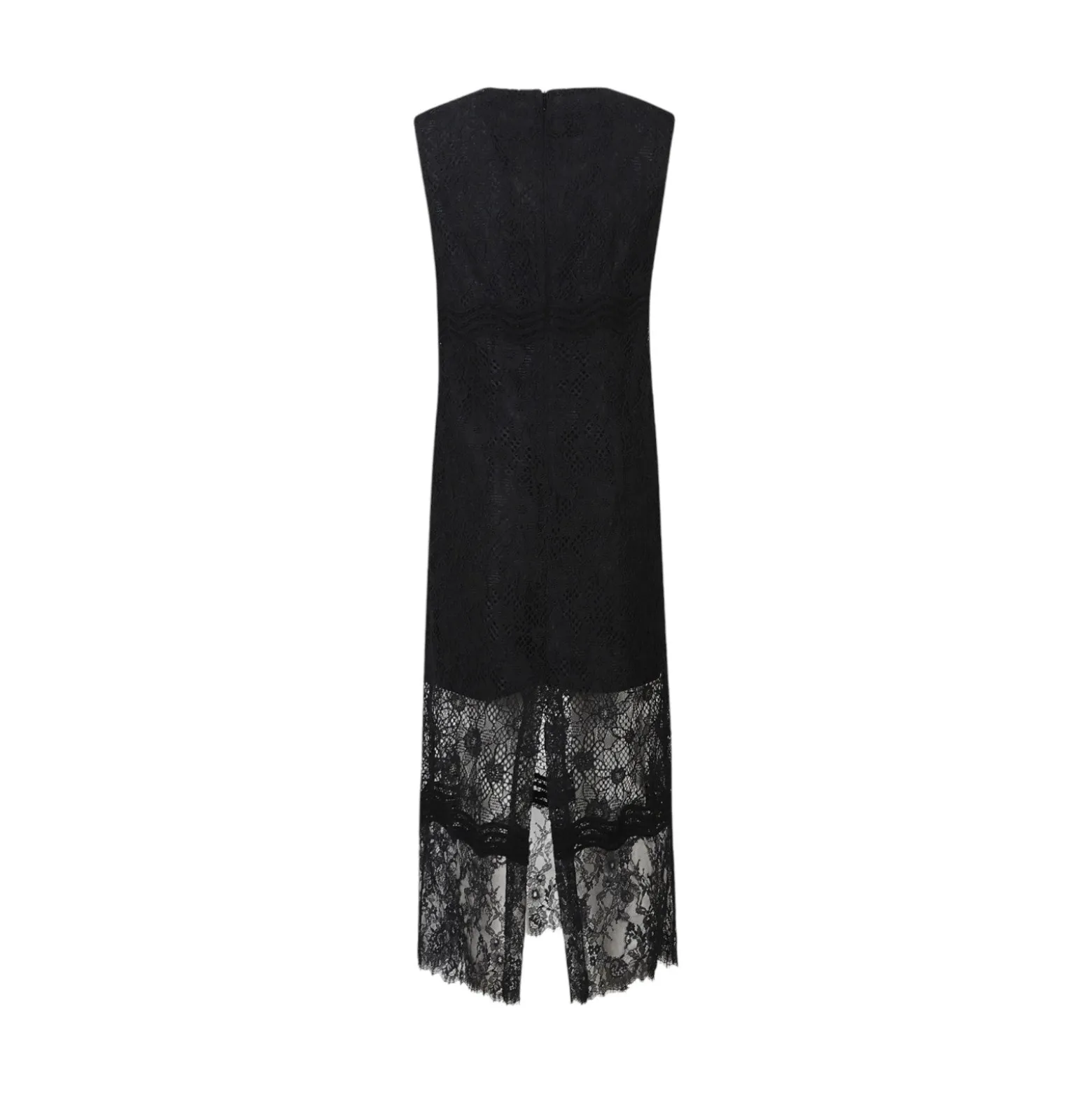 Abito donna midi senza maniche in pizzo