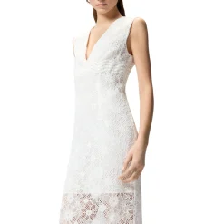 Abito donna midi senza maniche in pizzo