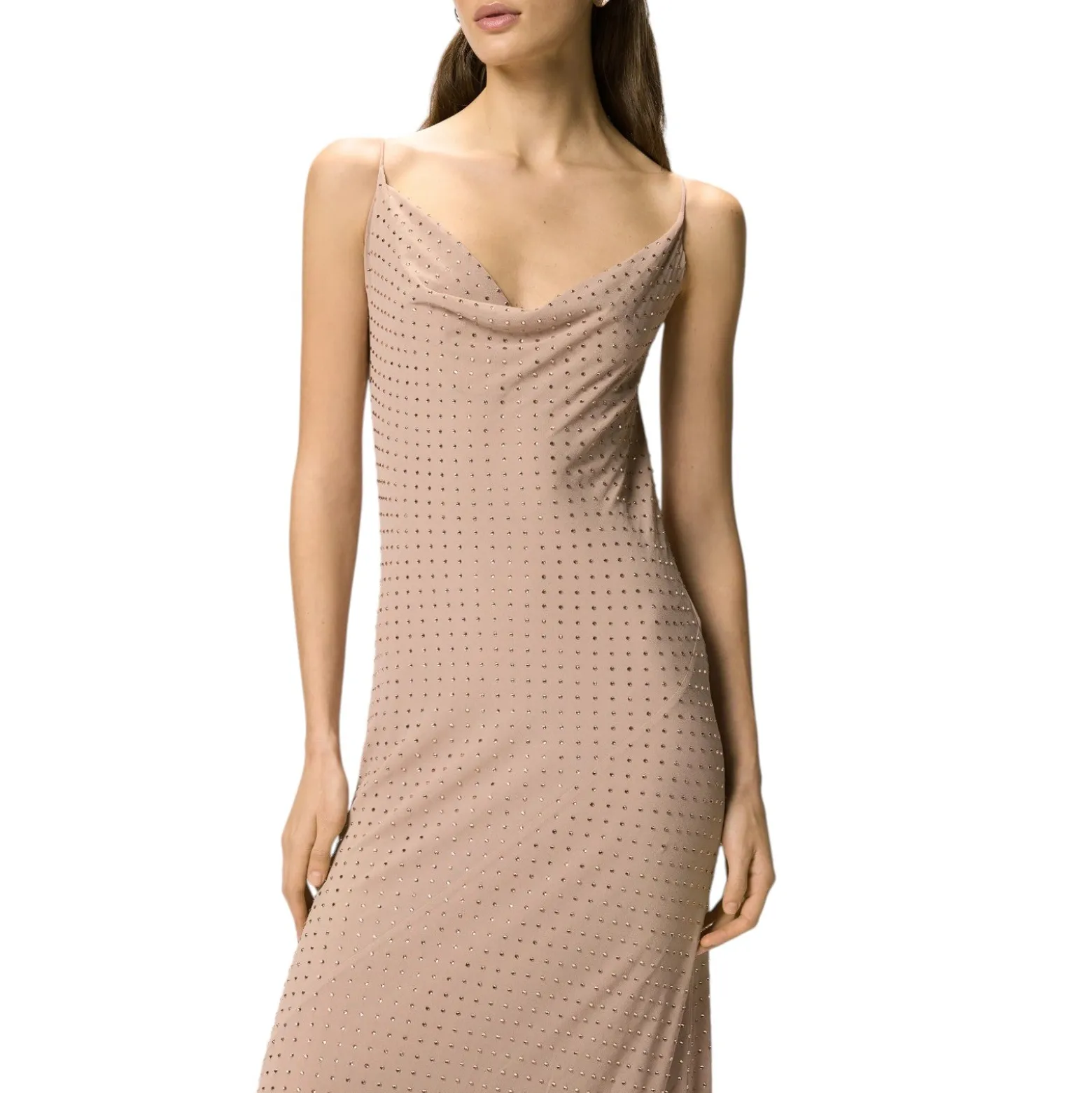 Abito donna slipdress lungo con strass