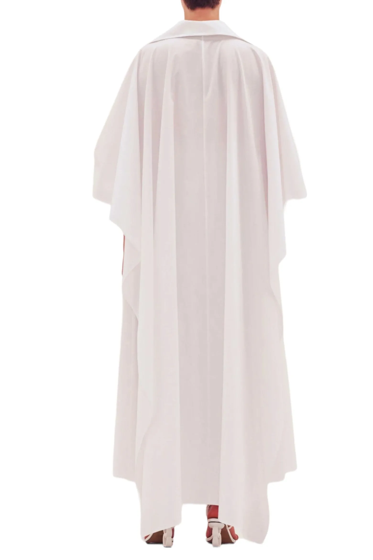 Abito in cotone con mantella in vita arricciata donna