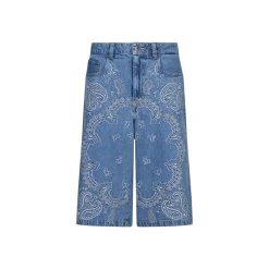 Bermuda donna in denim con ricami