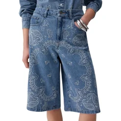 Bermuda donna in denim con ricami