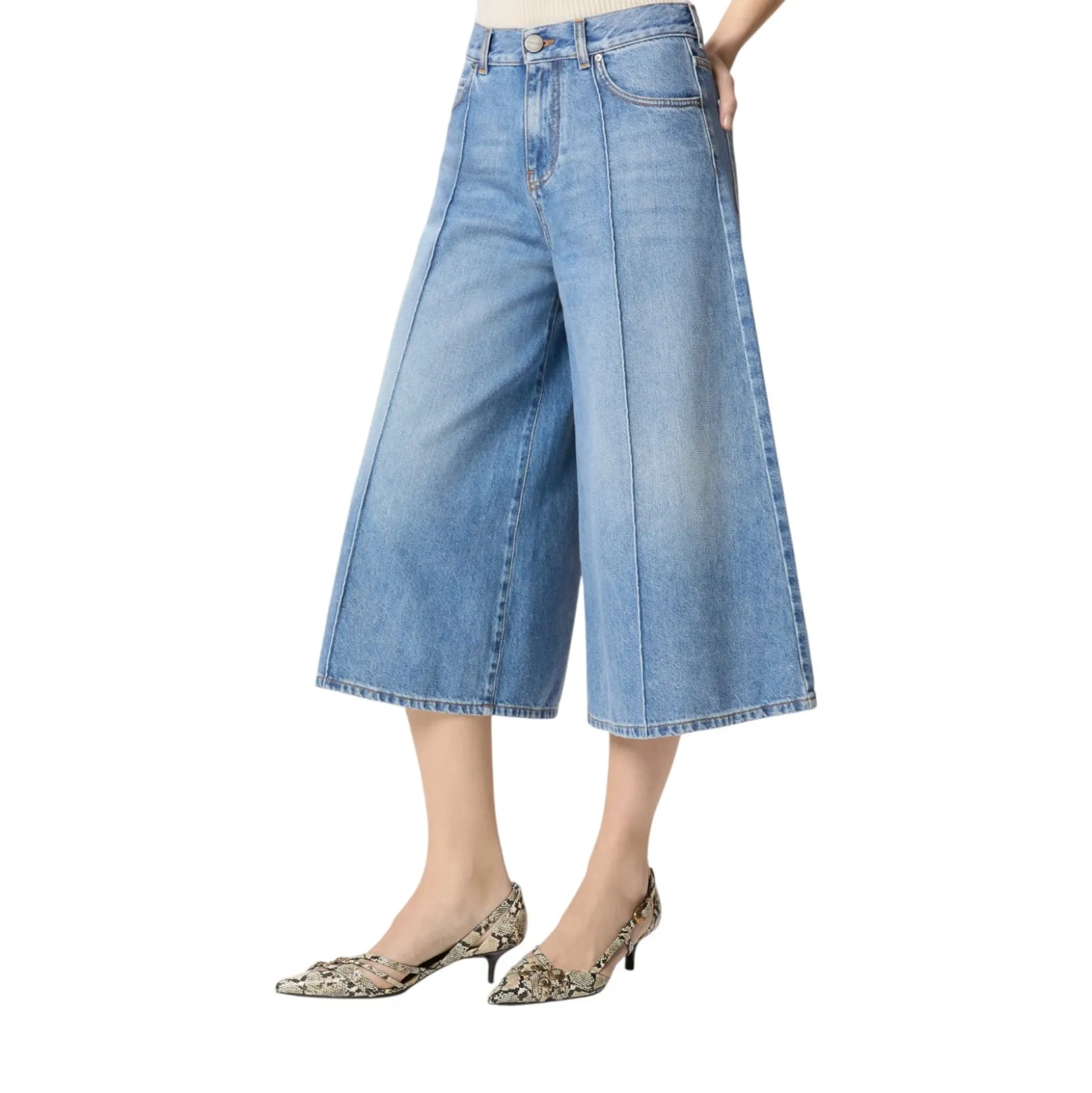 Bermuda donna wide leg in denim