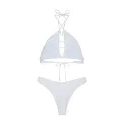 Bikini top e slip americano fisso clear donna