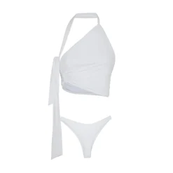 Bikini top e slip americano fisso clear donna