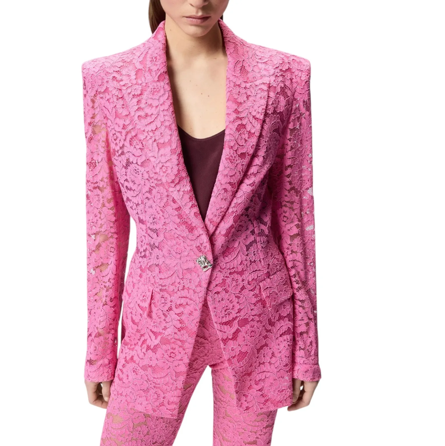 Blazer donna in pizzo con bottoni gioiello
