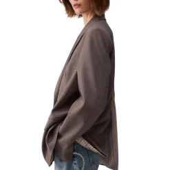 Blazer donna oversize in tessuto mélange