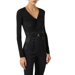 Body donna in jersey crêpe con drappeggio