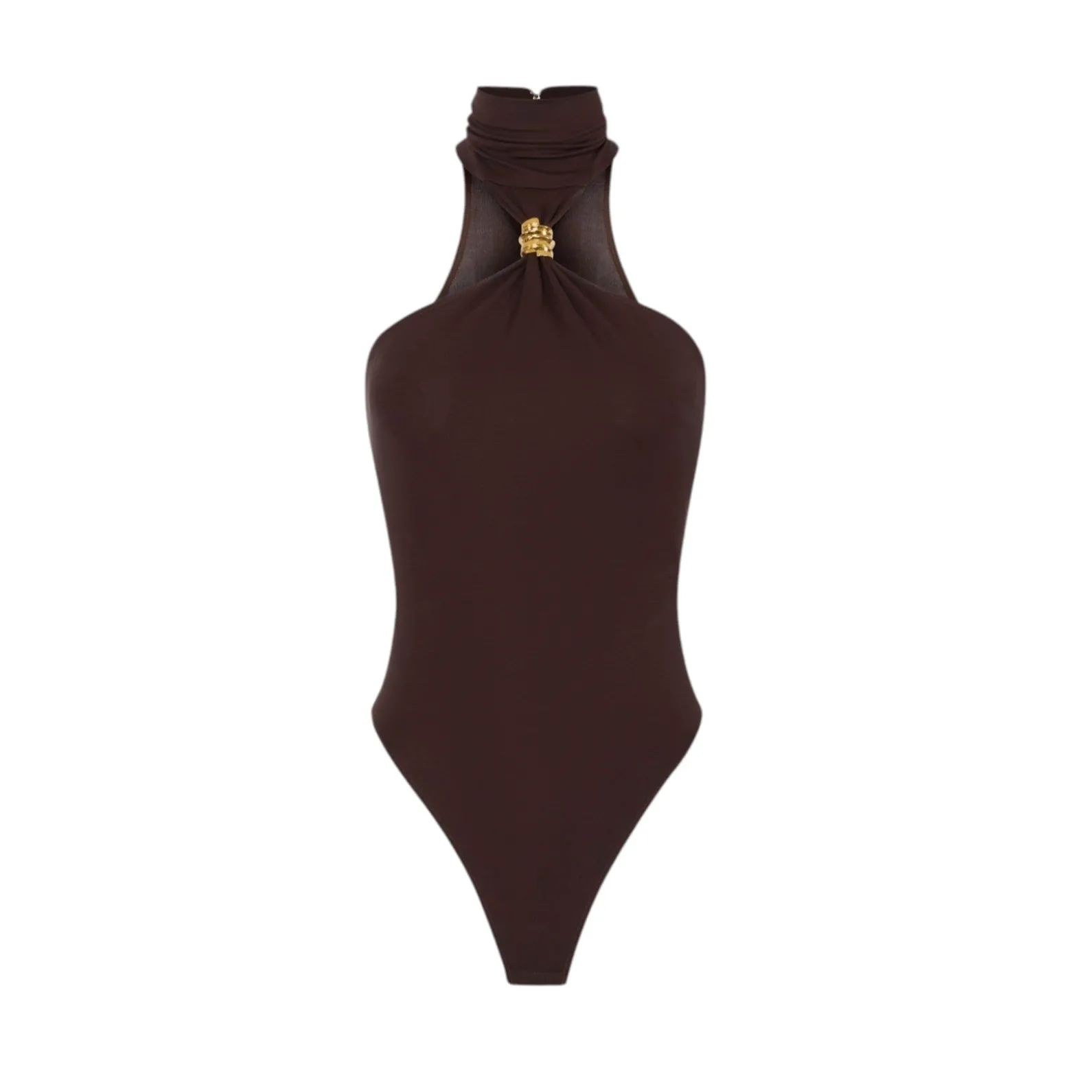 Body donna in jersey crêpe con dettaglio gioiello