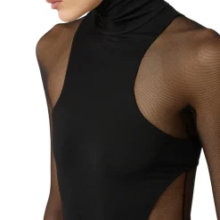 Body donna in jersey crêpe e tulle