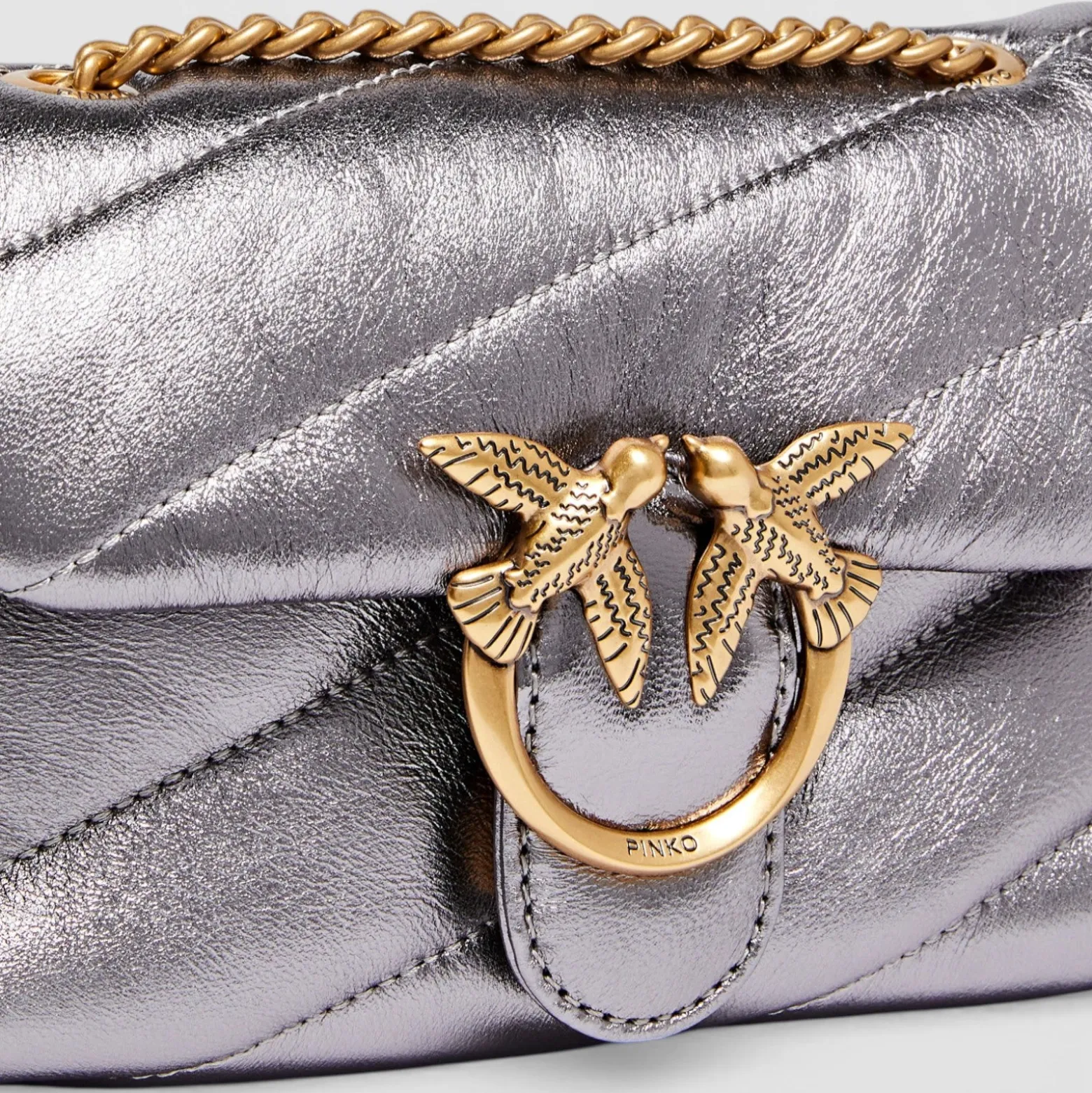 Borsa a tracolla Baby Love Bag Puff in nappa laminata