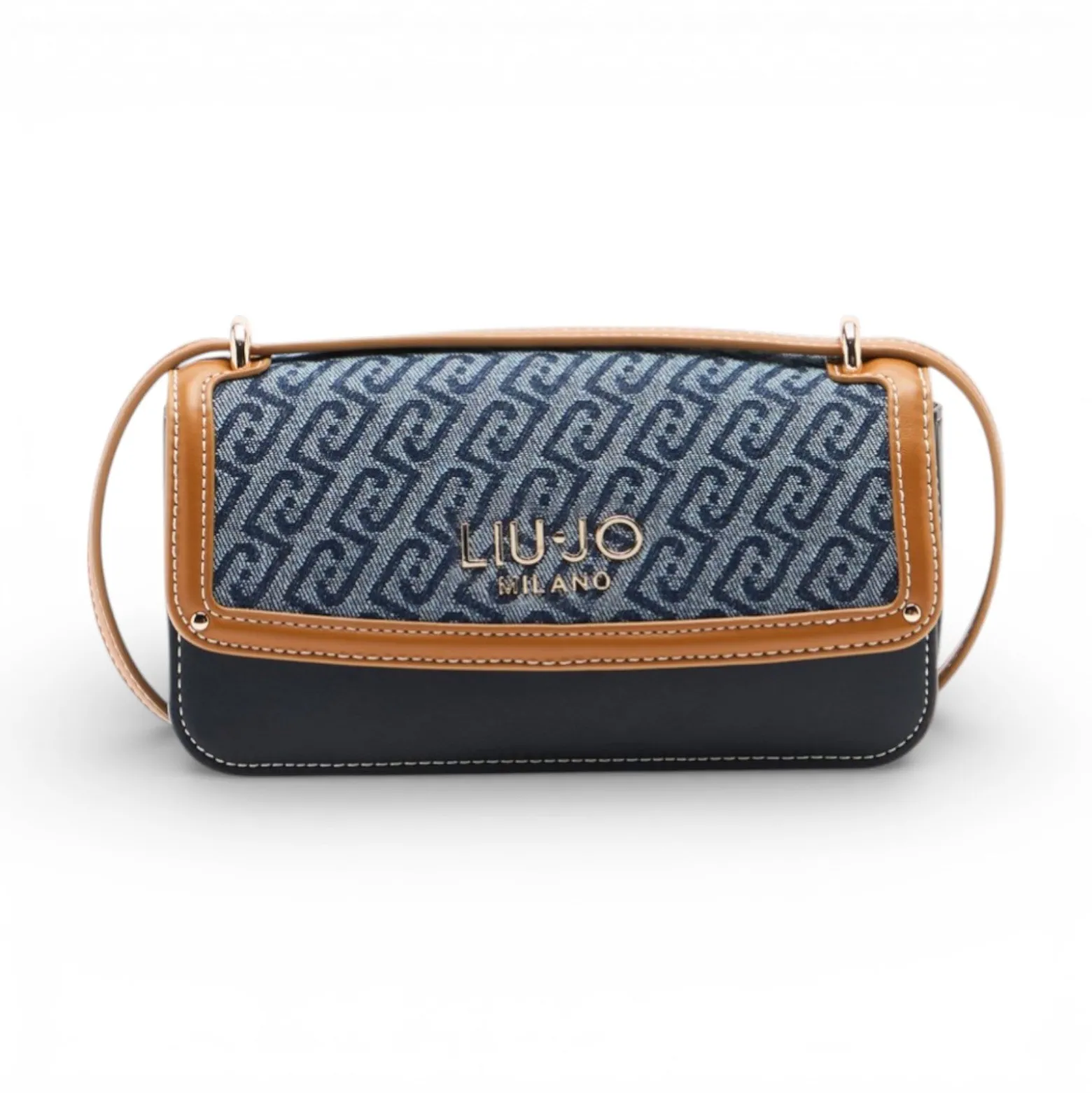 Borsa donna a tracolla piccola in denim jacquard