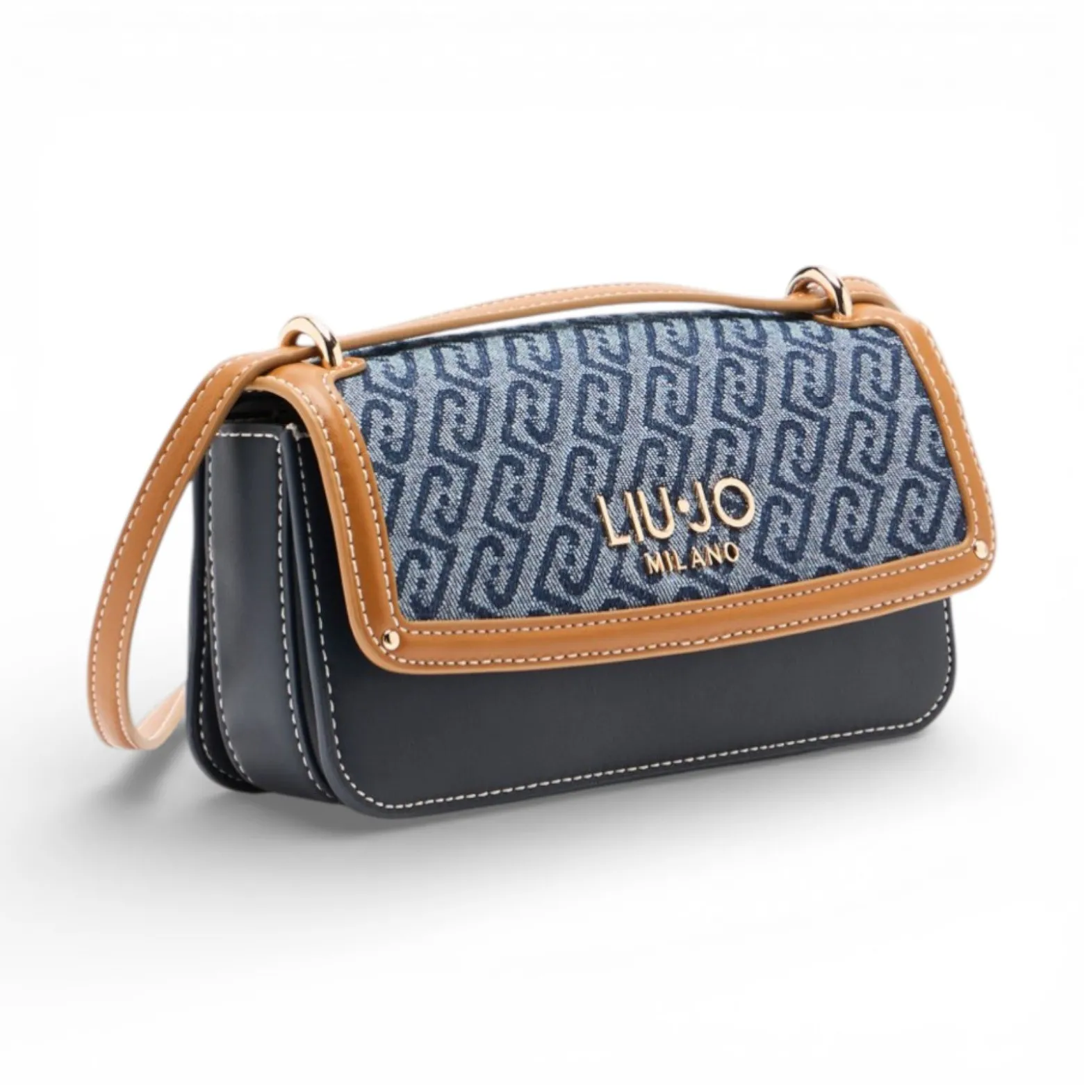 Borsa donna a tracolla piccola in denim jacquard