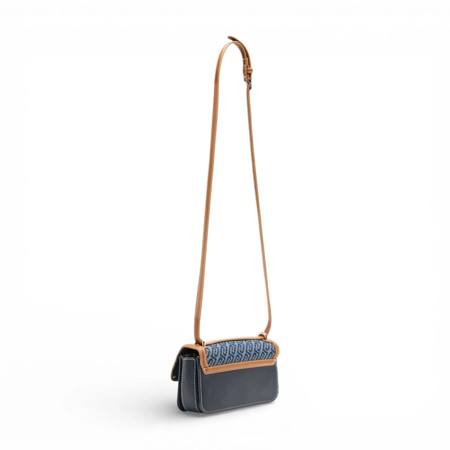 Borsa donna a tracolla piccola in denim jacquard