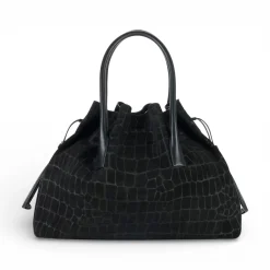 Borsa donna in suede con stampa cocco