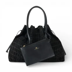 Borsa donna in suede con stampa cocco