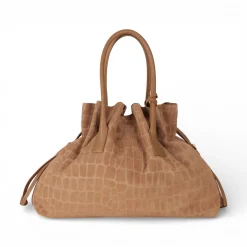 Borsa donna in suede con stampa cocco