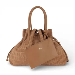 Borsa donna in suede con stampa cocco