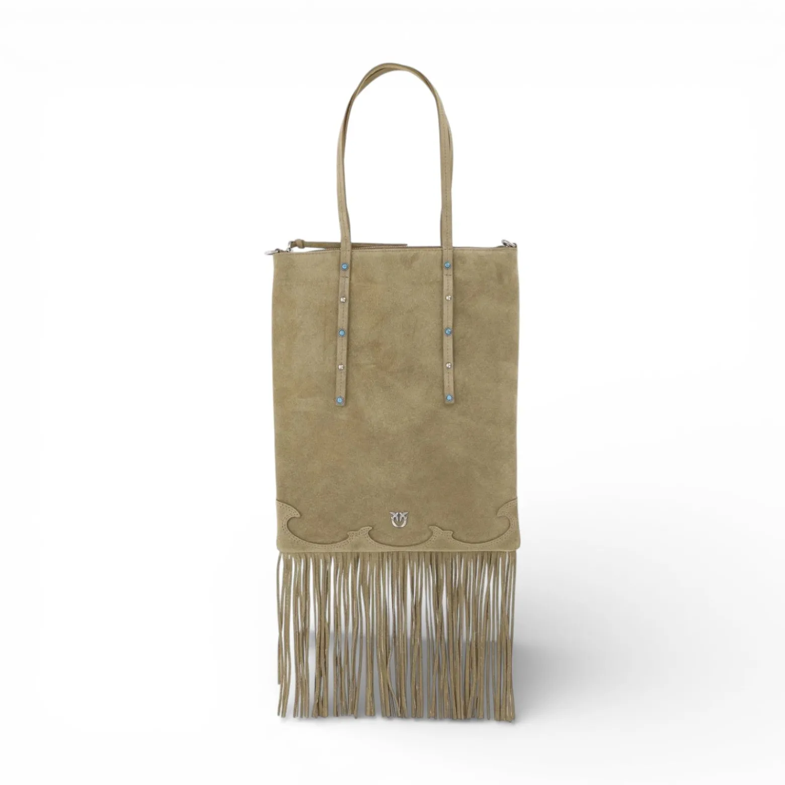 Borsa Shopping in suede con frange