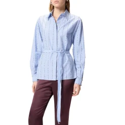 Camicia donna a righe con decorazione gioiello