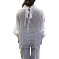 Camicia donna bianca con ricamo fiori