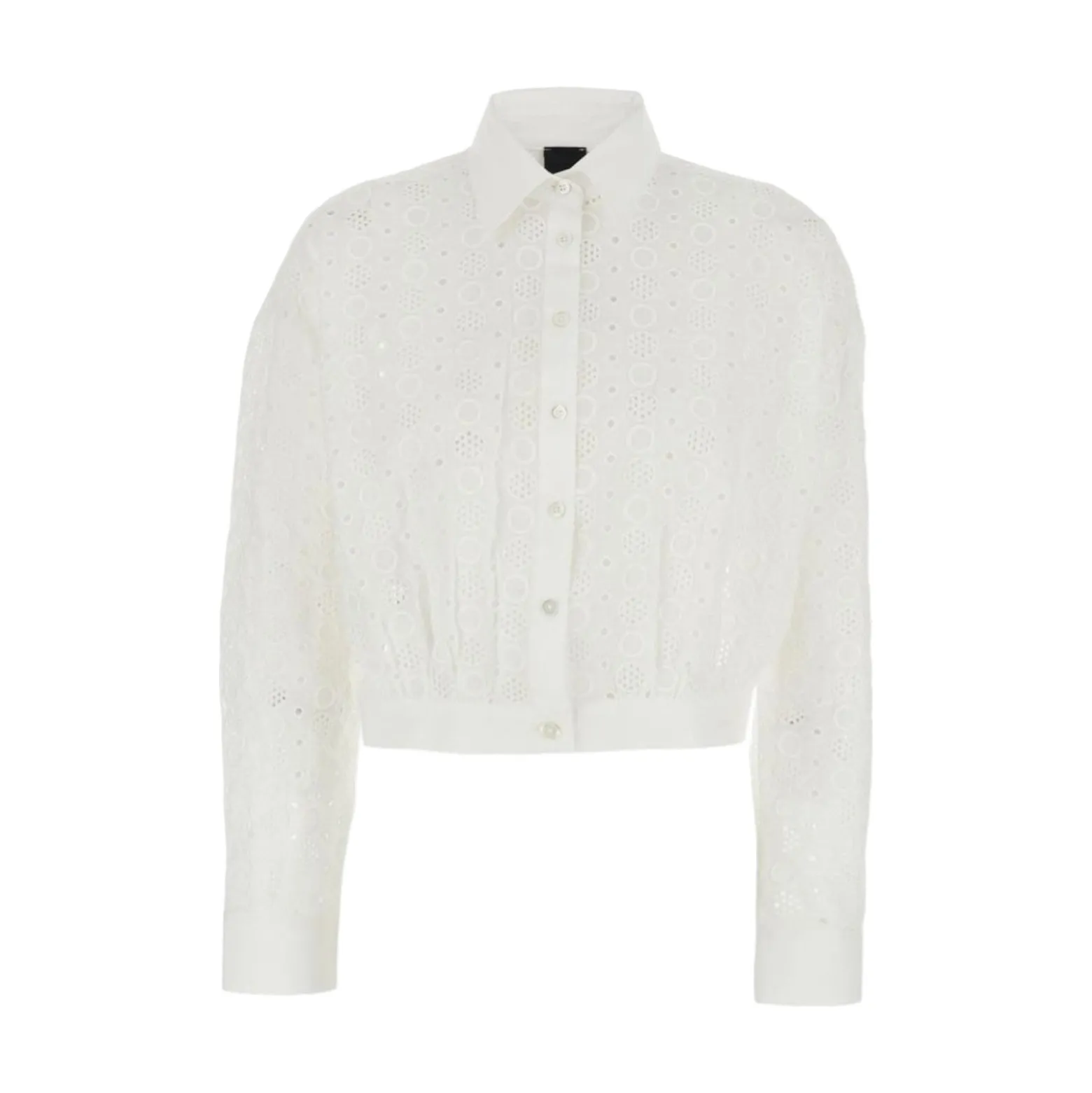 Camicia donna cropped con ricamo sangallo