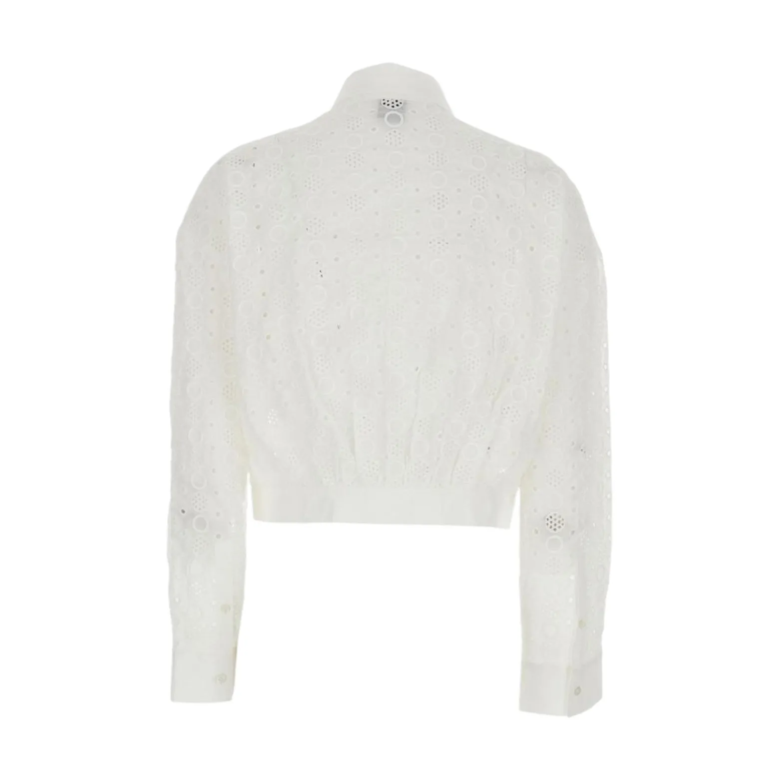 Camicia donna cropped con ricamo sangallo
