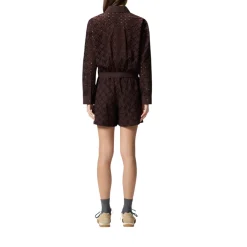 Camicia donna cropped con ricamo sangallo