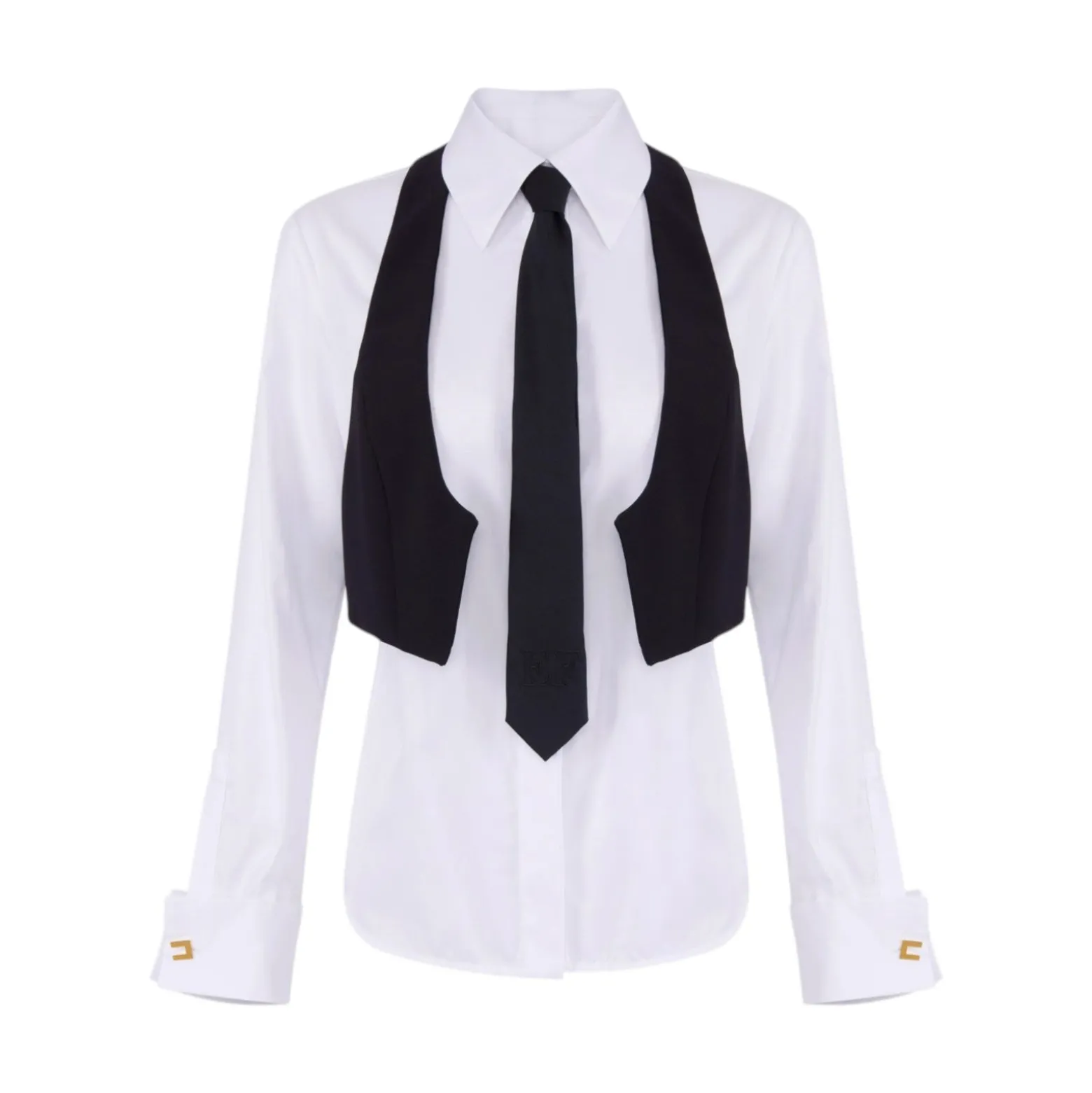 Camicia donna in cotone con cravatta e gilet